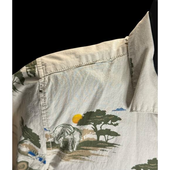 Safari Print Button Up Shirt XL Men’s 18/20 Elephant Giraffe Arizona Jean Co - Picture 5 of 12